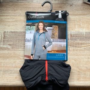 Cuddl Duds Long Sleeve Half-Zip Hoodie with Thumbholes Black Size Small